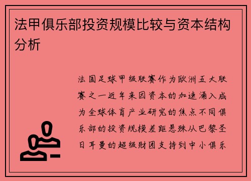 法甲俱乐部投资规模比较与资本结构分析